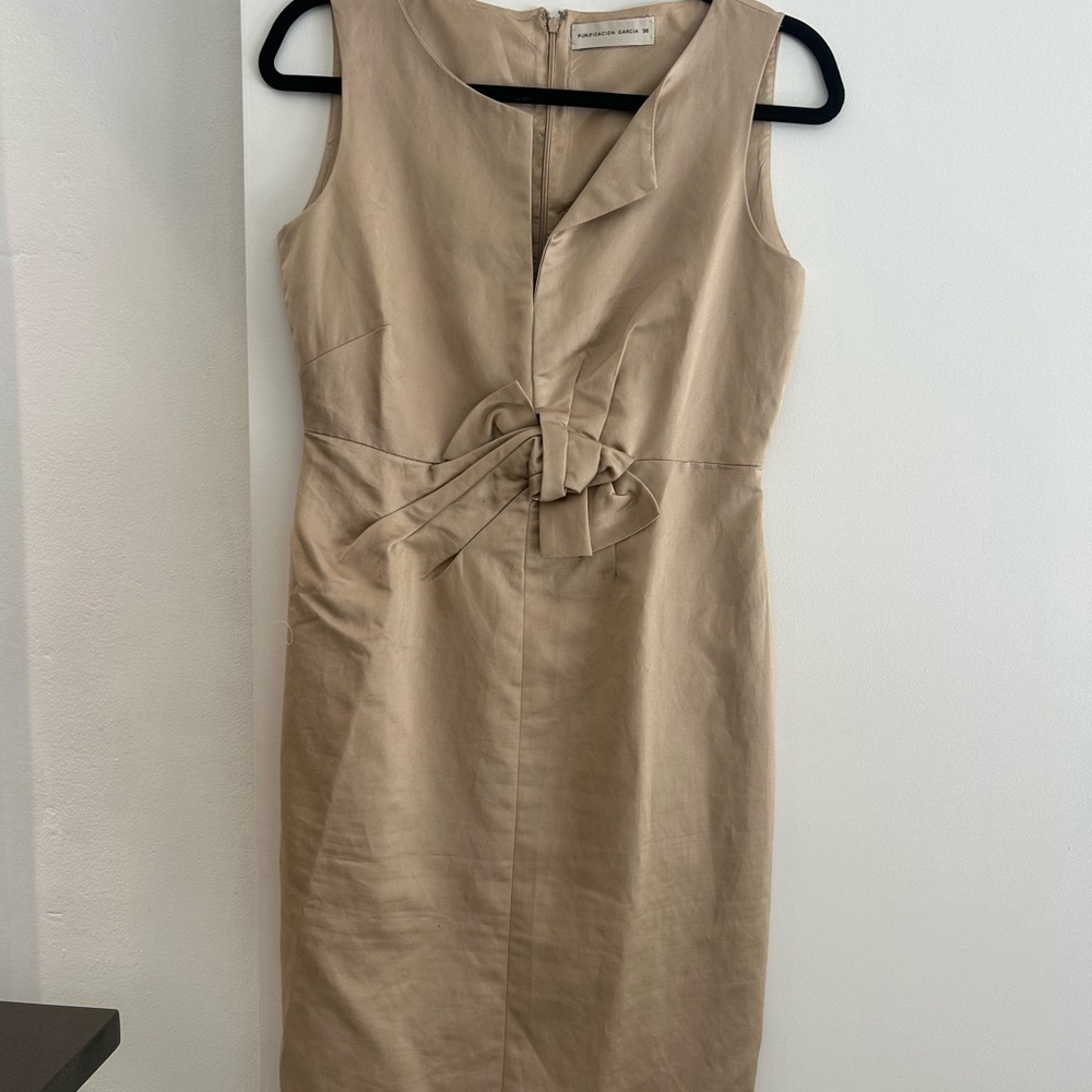 Elegant Tan Sleeveless Dress